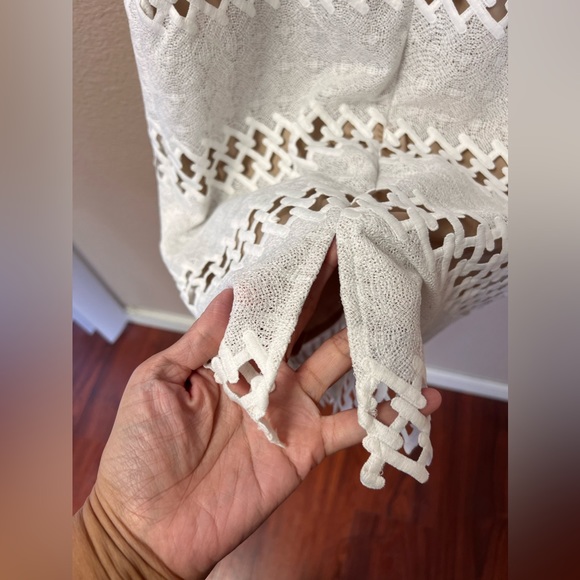 Alberto Makali Cream Off The Shoulder Sheer Lace Dress Size 6 - Picture 6 of 15